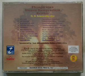 Thyagaraja's Utsava Sampradaya Krithis Dr. M. Balamuralikrishna