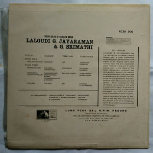Violin Solos Of Carnatic music By : Lalgudi G. Jayaraman & G. Srimathi