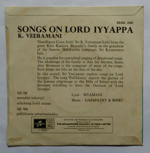 Songs On Lord Iyyappa K. Veeramani ( EP 45 RPM ) SEDE : 3707